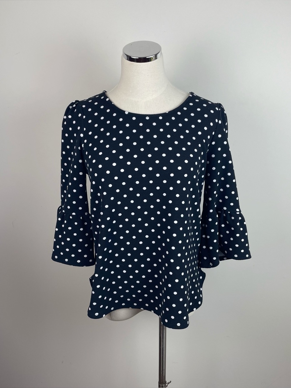 Green Envelope Black White Polka Dot Bell Sleeve Blouse Top Women Large